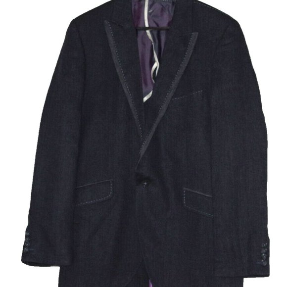 Thomas PINK Gray Men Linen Blazer Size:40R